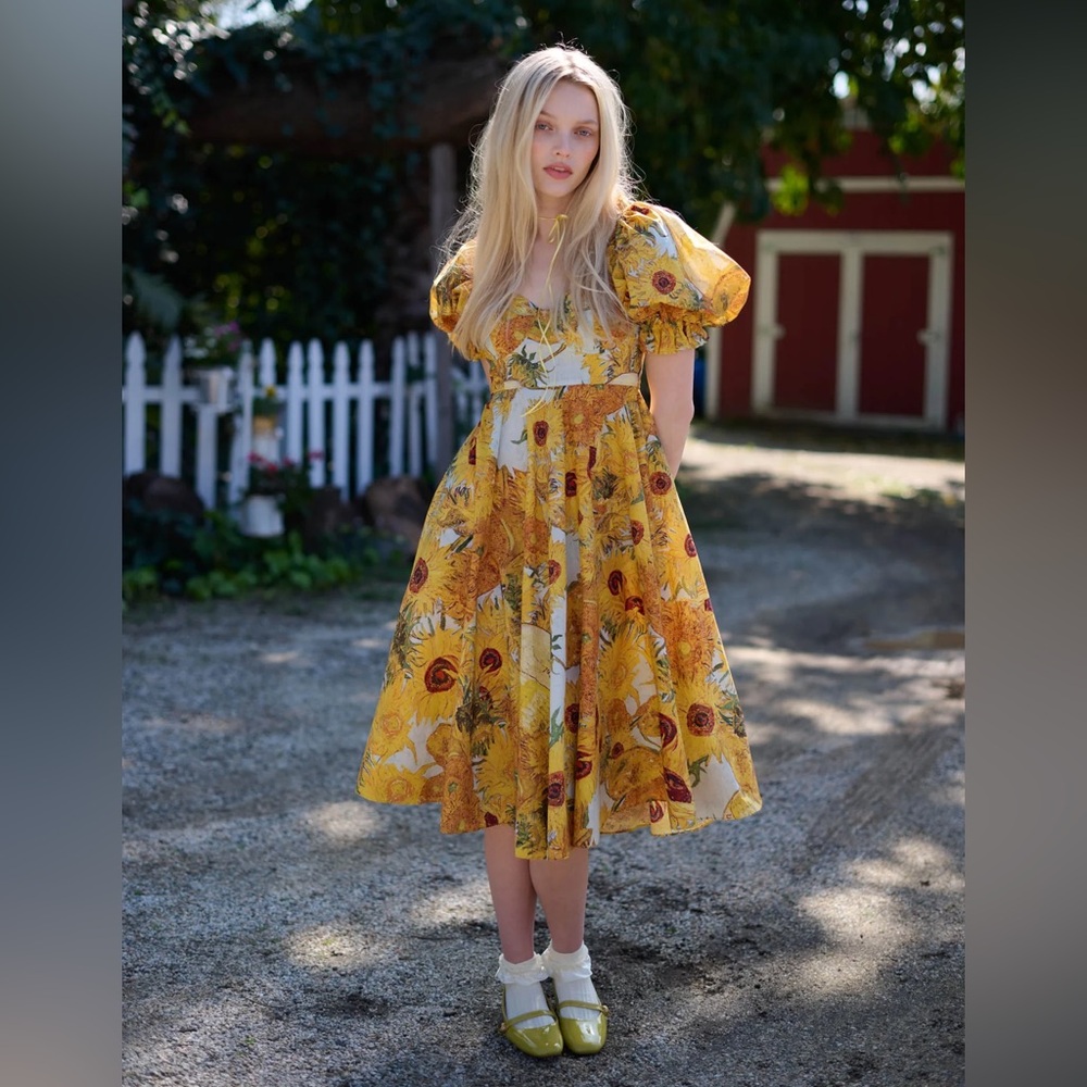 Selkie sunflowers tea rose dress